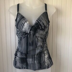 CALVIN KLEIN Retail $78 Black Twist Front Tankini Swim Top Size Small